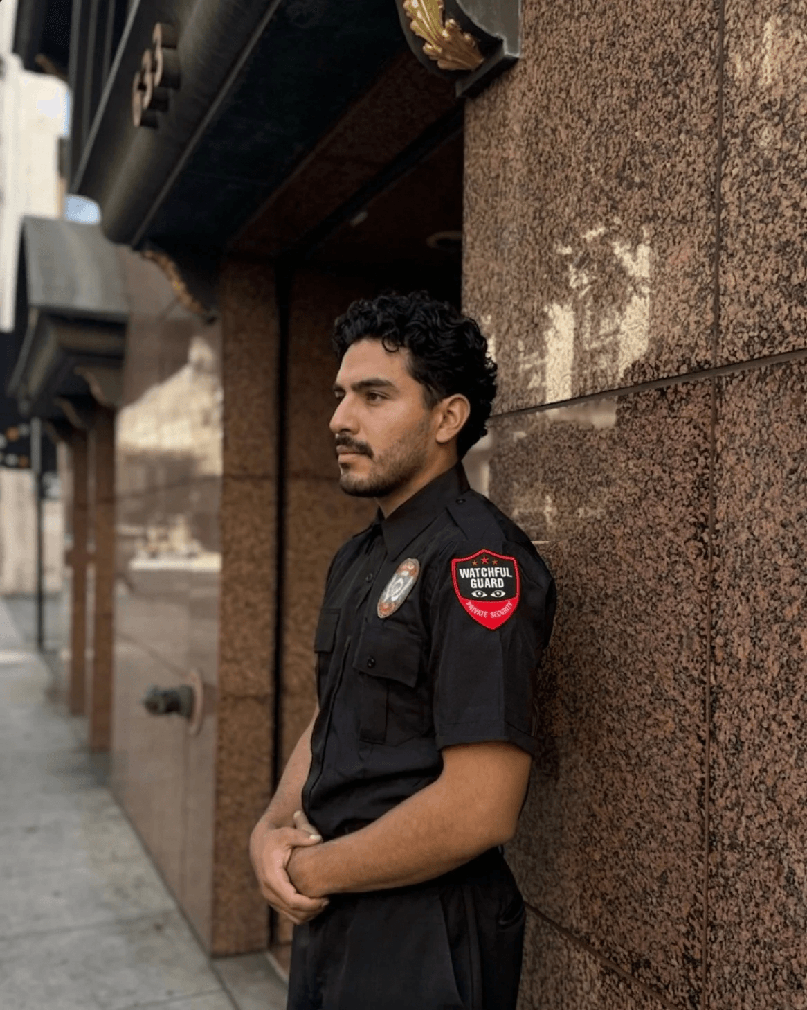 BSIS licensed commercial security guard reviewing post orders before shift